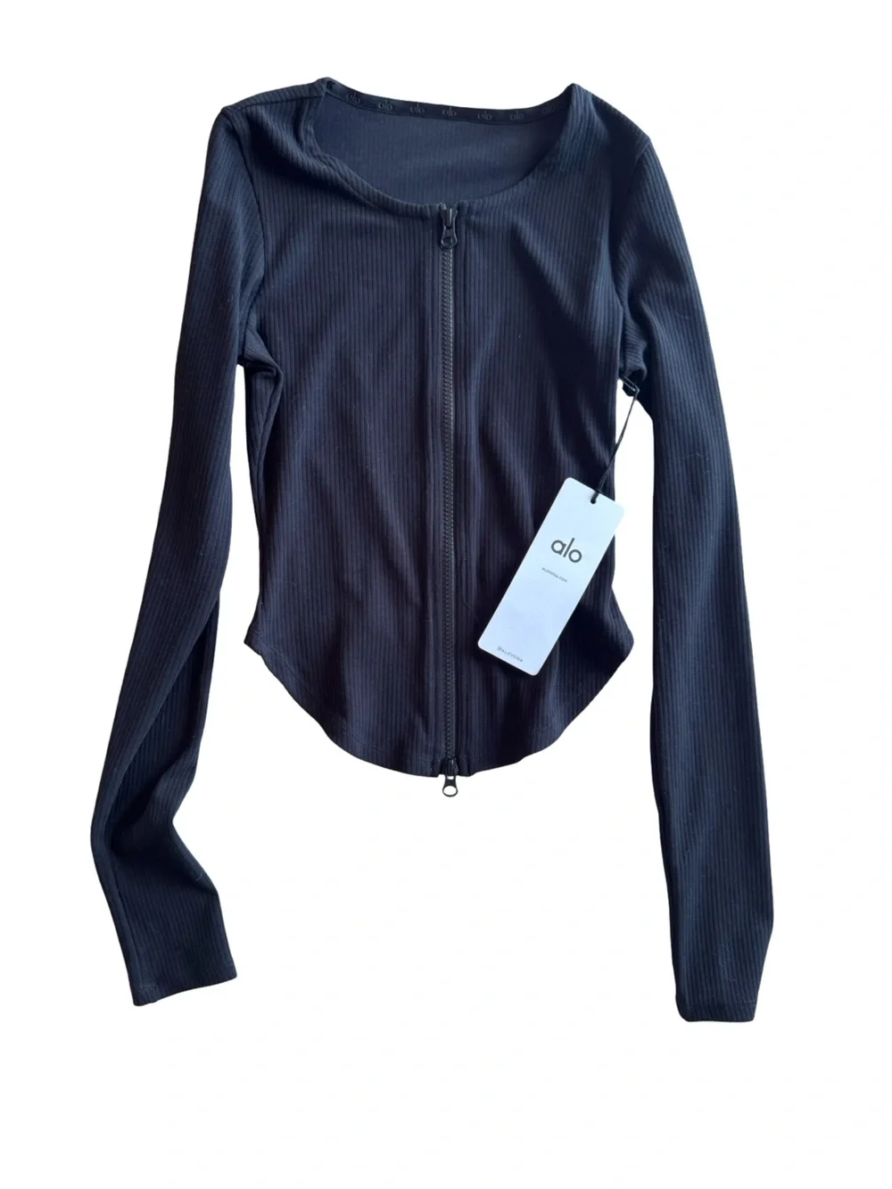 ALO Yoga Black Ribbed Stardust Jacket Size XS